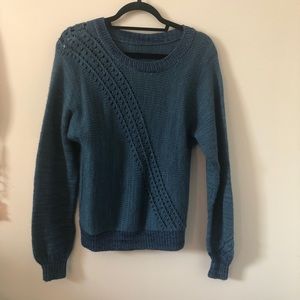 Hand knit blue sweater